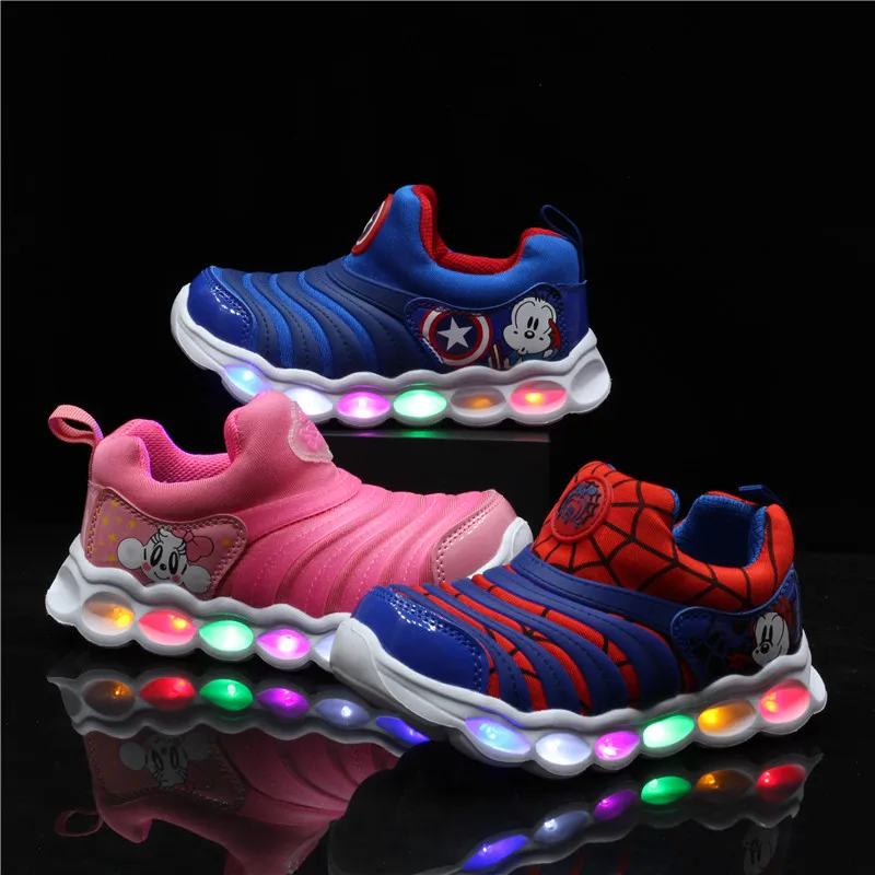 Xcrway Led Sneakers Spiderman Shoes Kids Captain America Toddler Boy ...