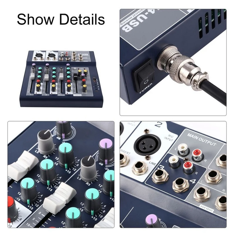 4 Channel Professional Live Mixing Studio Audio Sound Console Network Anchor Portable Mixing Device Vocal Effect Processor Us