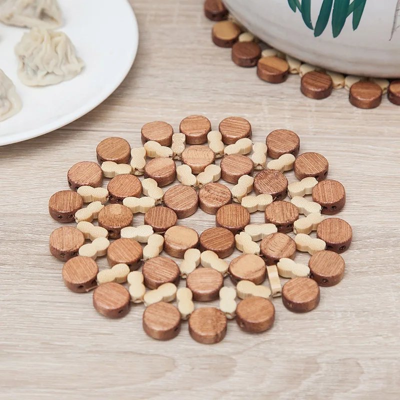 

Hollow Bamboo Kitchen Utensils Pot Coffee Cup Thickened Circular Bowl Table Mat Drink Coaster Placemat Pot Mat