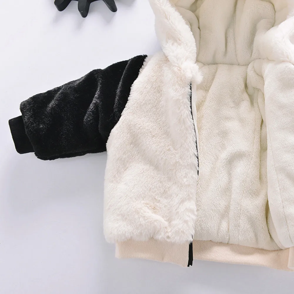 MUQGEW/зимнее пальто с меховым капюшоном для маленьких девочек и мальчиков куртка-плащ плотная теплая одежда куртка на подкладке из хлопка с плюшевой подкладкой pa# TX4