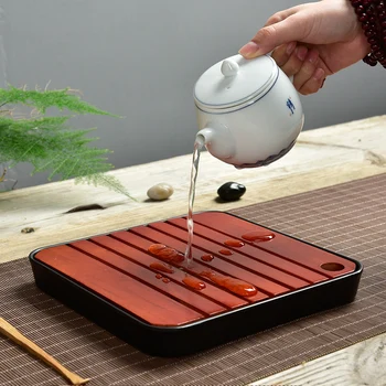 

Coffee Tea Tools,20X20X2.5cm Big Natural Bamboo Tea Tray Square Bamboo Puer Round Tea Board Table Bamboo Gift