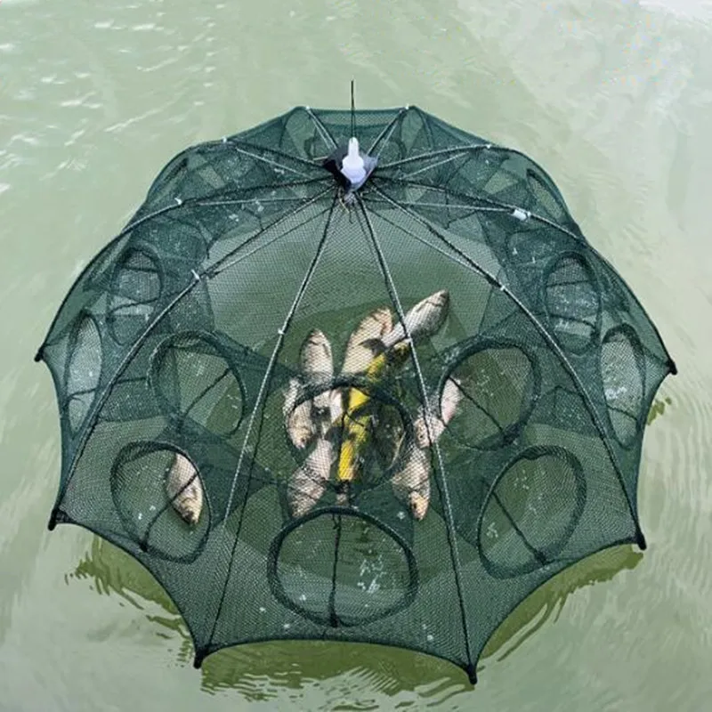 

new strengthen durable 4-16 hole Automatic capture Fishing net and Shrimp and crab net easy to carry Folding fishing net
