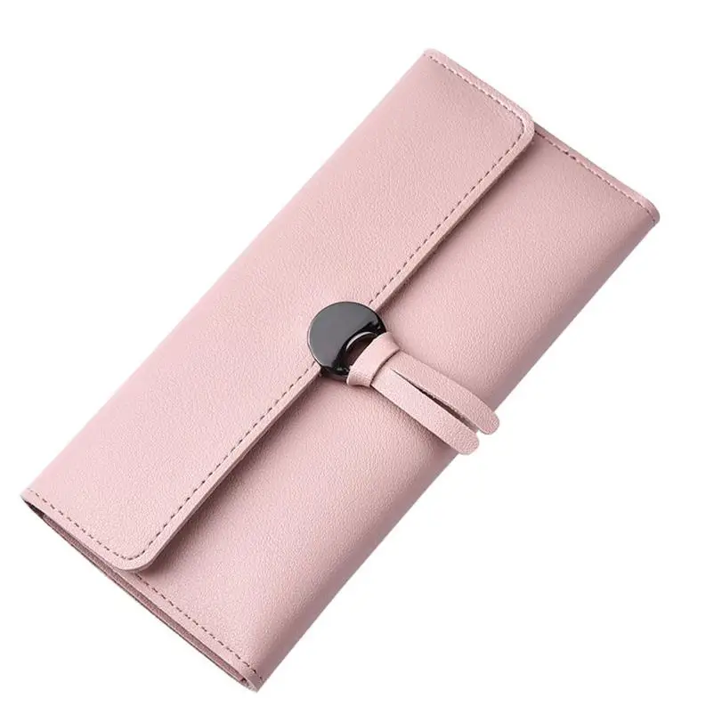 Модный женский кошелек Carteira, дизайн, Повседневный, однотонный, модный, из искусственной кожи, клатч, удлиненный женский кошелек - Цвет: Розовый