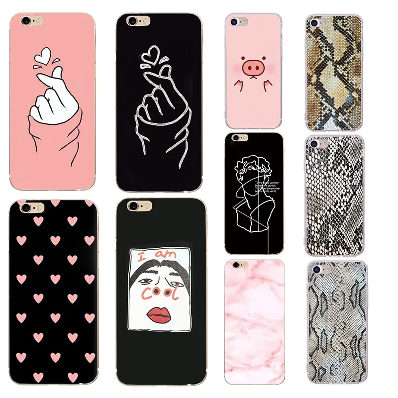 

Cool Snakeskin Pattern For apple iphone 6s 6 7 8 plus 5 5s se x 10 Ten Case Silicone Soft Thin Heart Cover Bag For iphone xs max