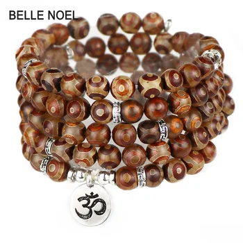 

New Design Women`s Tibet dzi Eye Beads Bracelet Coffee-color Aventurine Yoga Bracelet or Necklace Trendy Ohm Jewelry B3