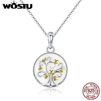 

WOSTU Hot Sale 925 Sterling Silver & Gold Color Tree Of Life Pendant Necklace For Women Female Lucky Jewelry Gift CQN296