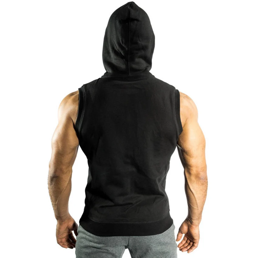  Mens Sleeveless Hoodies Fashion Hooded Sweatshirt Bodybuilding Men vest Clothing Sweatshirts Men Ho