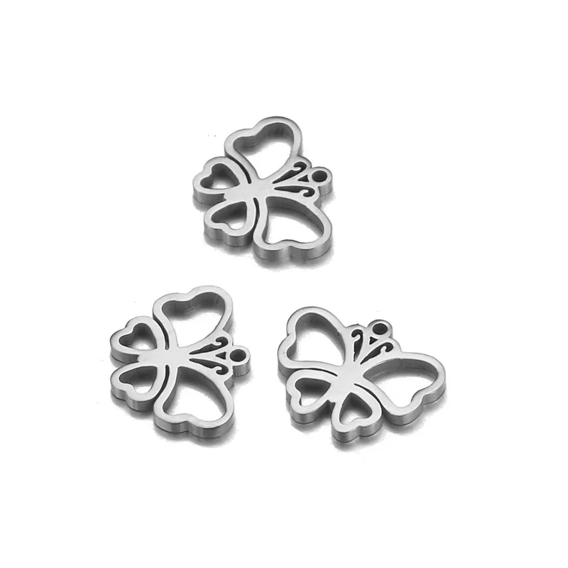 10Pcs/lot Stainless Steel Gold Silver Color Charms Hollow Butterfly Charms Pendant for Necklace Jewelry DIY Making Accessories