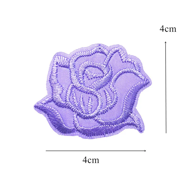 10 шт. фиолетовые розы вышитые для аппликации, шитья железо на значках цветы 4 см для джинсов скатерть платье рубашка DIY Аппликации Ремесло