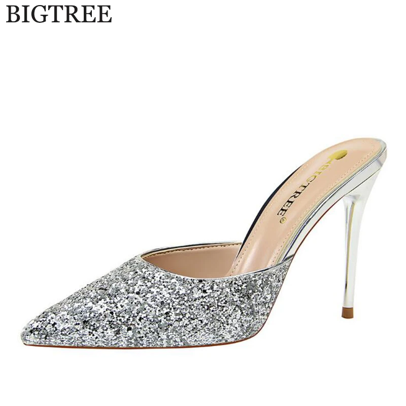 

Women Pumps Sexy High Heels Women Shoes Thin Heels Female Shoes Wedding Shoes Gold Sliver Ladies Shoes pantoufle femme c110