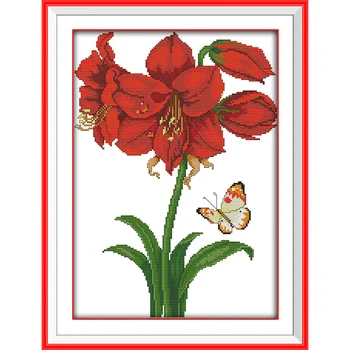 

Butterflies Over Flowers (14) Chinese Cross Stitch Kits Ecological Cotton Stamped Printed 11CT DIY Wedding Decoration For Home