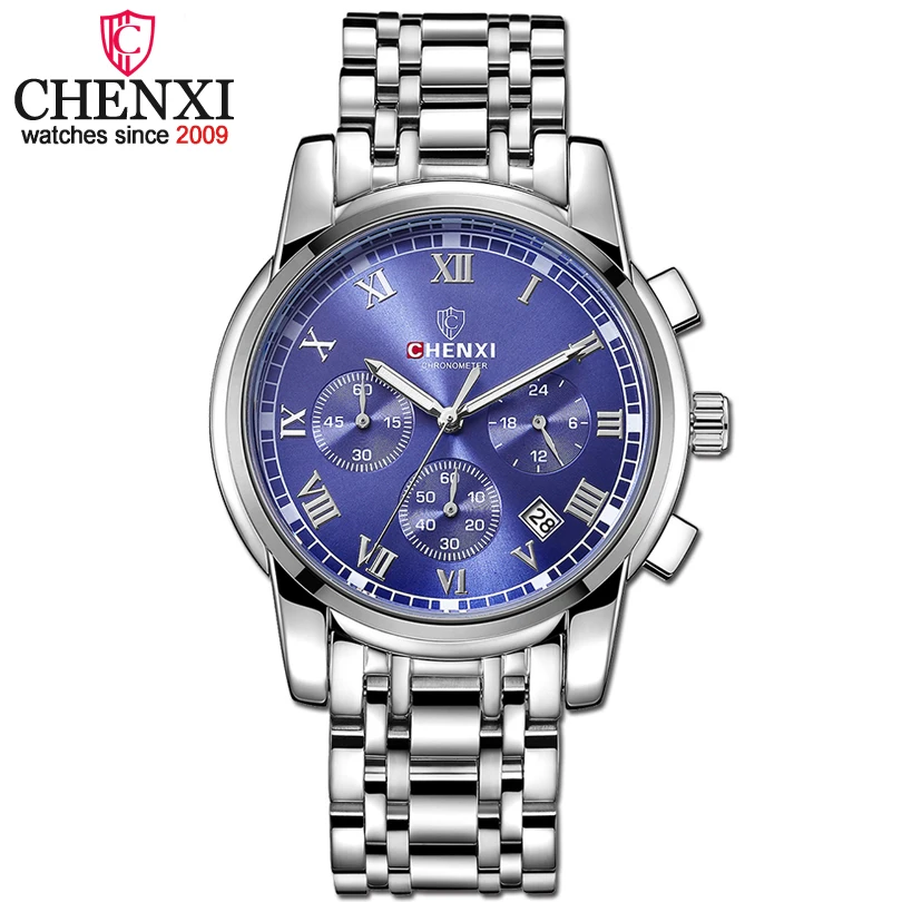 Часы наручные Luxur Chenxi Мужские кварцевые модные спортивные полностью стальные