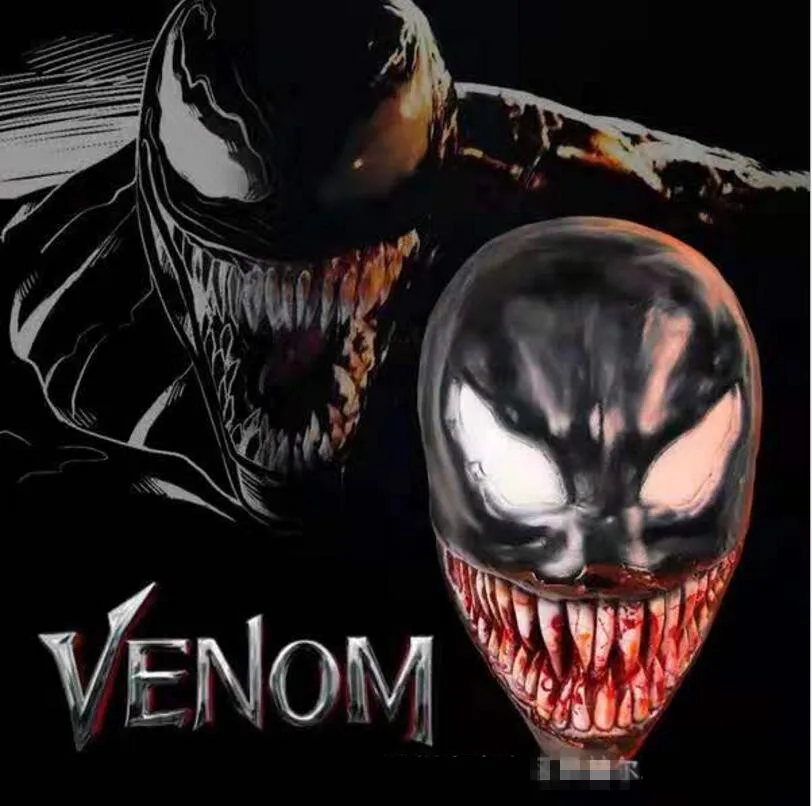 

Movie Venom Cosplay Edward Eddie Brock Mask Creepy Blood Teeth Scary Full Head Face Latex Black Helmet Props Halloween