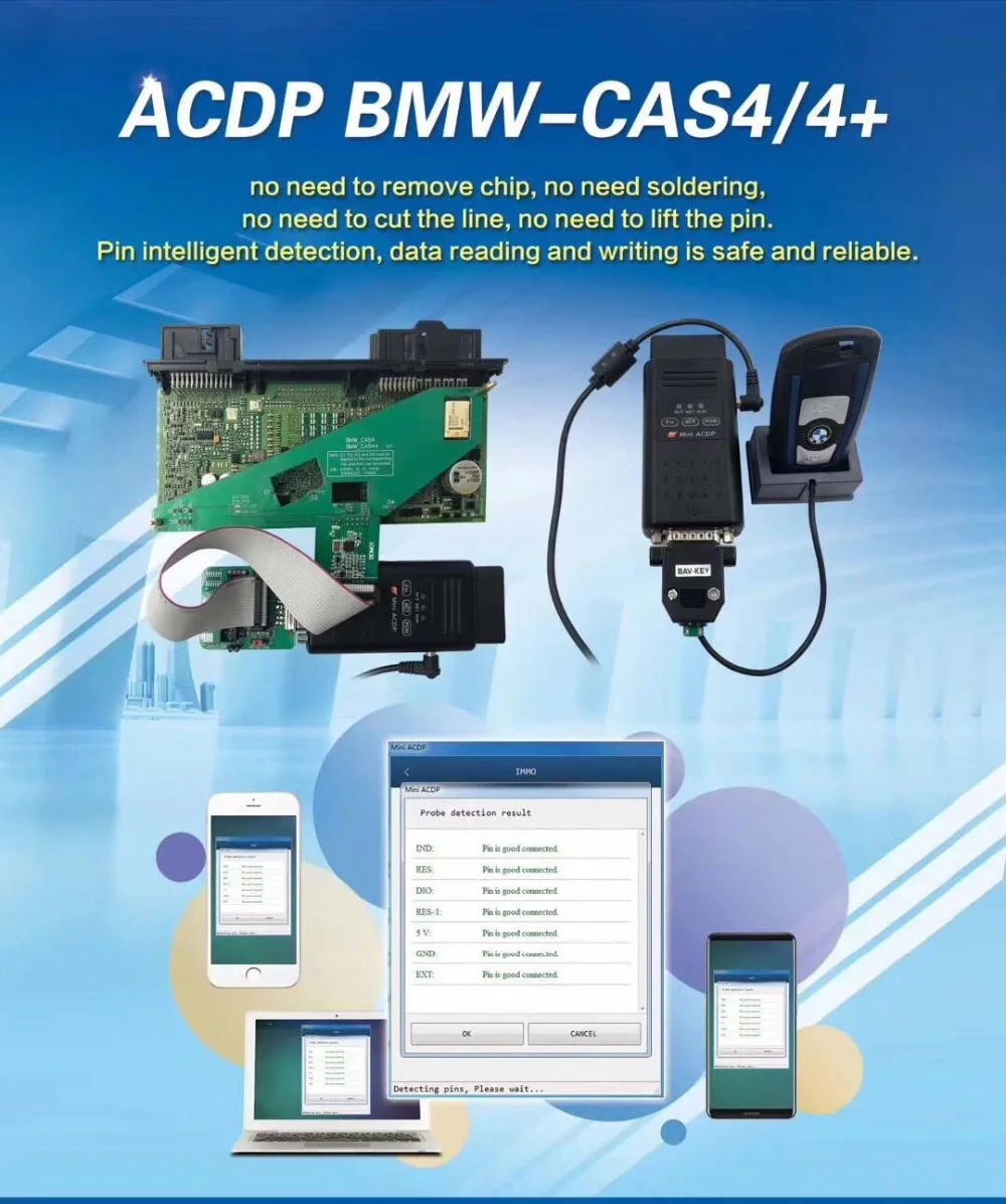 Yanhua ACDP BMW посылка для CAS1-CAS4+/FEM/BDC добавить ключ/сделать все ключ потерян/коррекция пробега программист Без припоя
