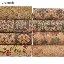 Chzimade 1 ярд винтажный цветочный узор мягкий пробковый материал синтетическая кожа материал для шитья самодельный для сумок одежды