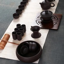 Сырой черный фиолетовый чайный сервиз полный набор керамических Gongfu Чайный сервиз чайник перевернутый горшок
