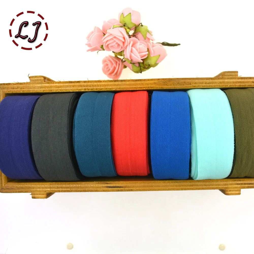 

High quality 1''(25mm) hair tie making foe band fold over elastic ribbon webbing solid headwear handmade DIY decoration crafts