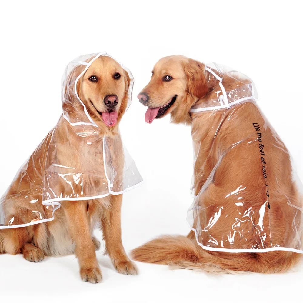 HELLOMOON Pet Raincoat for Big Dog Stylish transparent color Waterproof Large Dog Raincoat-in