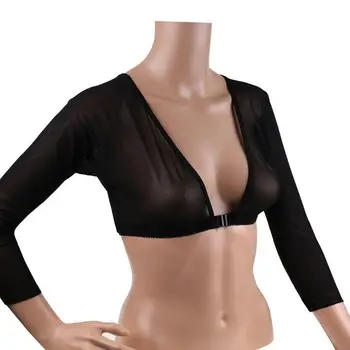 Women Bottoming Sleeve Cover Stylish Mesh Top Front Button Long Sleeve T-shirt Black White Sleeves Arm Cover Shoulder Dropship pink tiered flounced details crossed front cold shoulder long sleeves t shirt