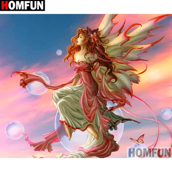 

HOMFUN Full Square/Round Drill 5D DIY Diamond Painting "butterfly fairy" Embroidery Cross Stitch 5D Home Decor Gift A15662