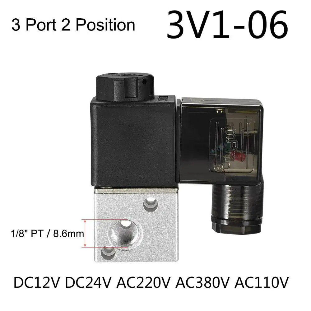 

DC 24V 4.8W Two Position Three Way Pneumatic Control Air Solenoid Valve 3V1-06