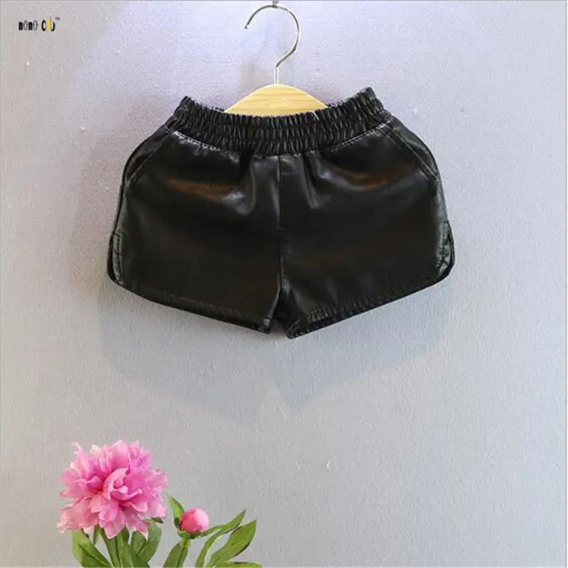 Buy PU Leather Shorts Girls Lederhosen Spring Summer Cool Black Kids Girl