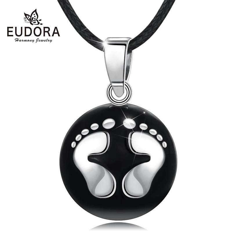 Eudora 20 мм Беременность бола черная гармония кулон ноги шар гармонии ожерелье для беременных женщин подарок на беременность подарок для мамы