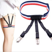 Для мужчин красный синий и белый полосатый рубашка клип скольжения против морщин Рубашка клип