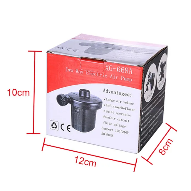 New Electric Air Pump Automatic & Quick Pumping with 3 Jets for Air Mattress Inflatable Boat Beds CSL2018