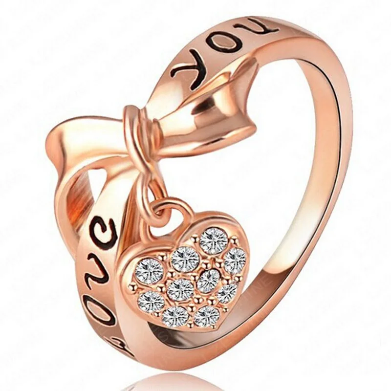 Love Rings LOVE Letters Valentines Day Gifts Zircon Couple Ring Knuckle