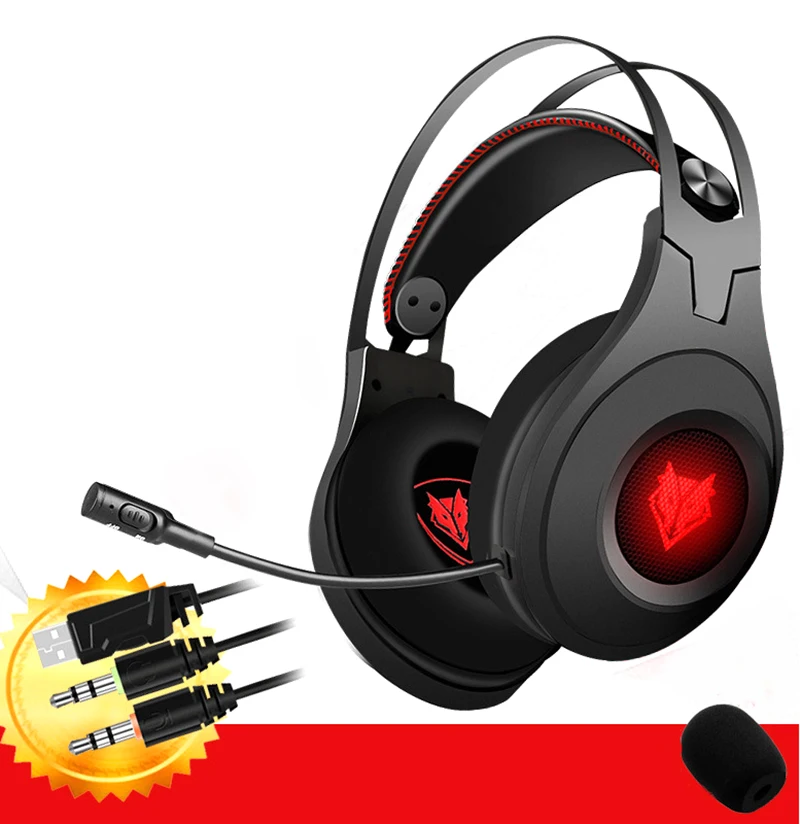 Black 3 Plugs Стерео игровая гарнитура 7,1 виртуальной объемной бас Игровые наушники с микрофоном светодиодный свет для компьютера PC Gamer - Цвет: Black 3 Plugs