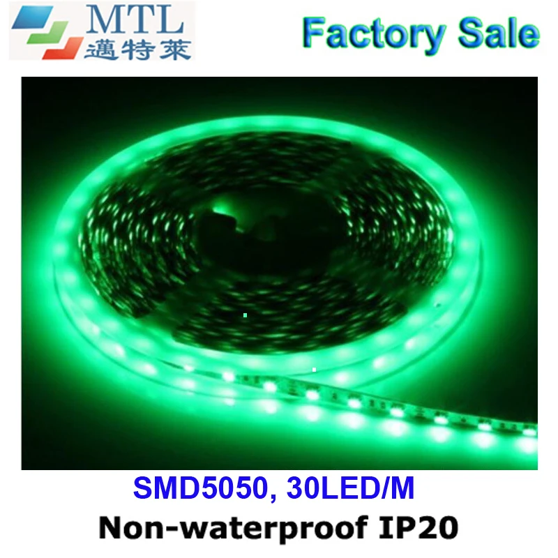 

12V 5050 flexible light LED strip, 30 LED/M, 50M/lot, non-waterproof, 10MM double-sided PCB, 2 years warranty, Factory Wholesale
