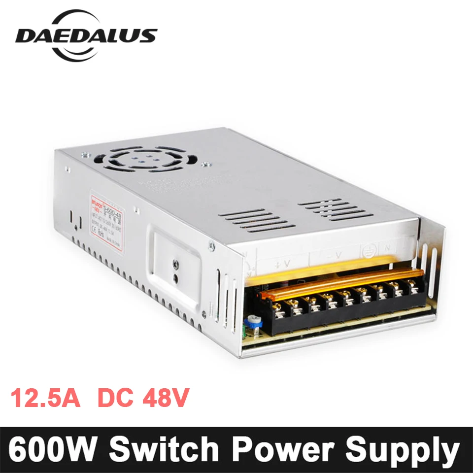 

CNC 600W Switching Power Supply 12.5A DC 48V Source Adjustable Power Adapter Input Voltage AC110V/220V For Engraver Machine Tool