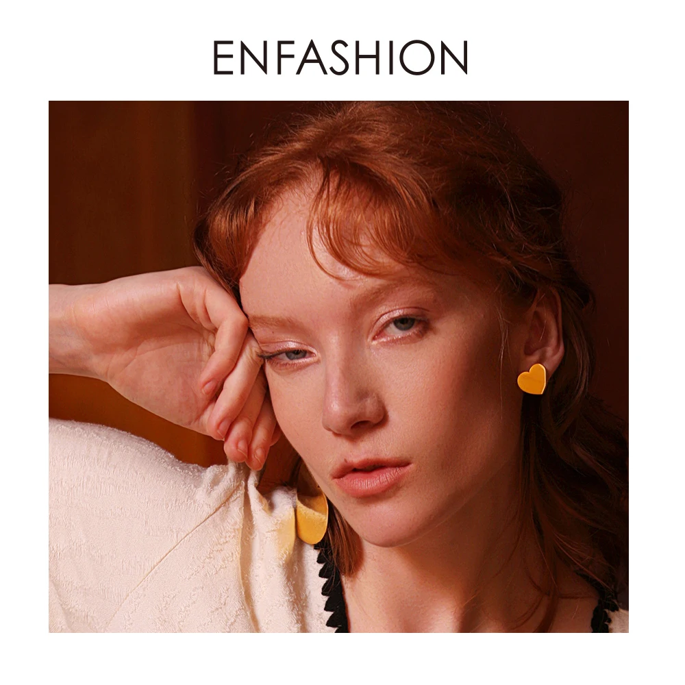 ENFASHION, серьги-капли с двойным сердцем для женщин, золотые, геометрические, массивные, большие, висячие серьги, модные ювелирные изделия Oorbellen E1031