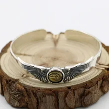 Японский Ретро тайский серебряный в стиле панк S925 стерлингового серебра такахаши Горо ручной Орел Для мужчин и Для женщин Открытые браслет