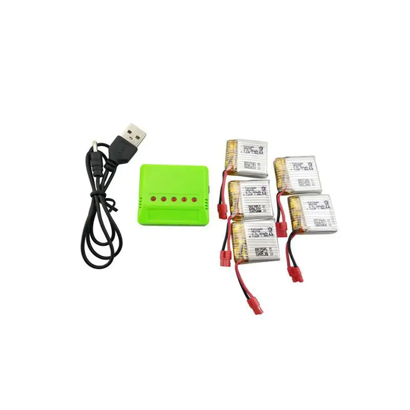 

LeadingStar 5PCS 3.7V 380mAH Lithium Battery with 5-in-1 Balanced Charger for SYMA X21 X21W Quadcopter Spare Parts Drone Battery