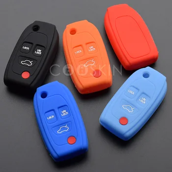 

100pcs/lot Runfa Auto Flip folding remote cover for Volvo C70 V70 S70 V40 V90 S40 fob silicone key case 4 button protect shell