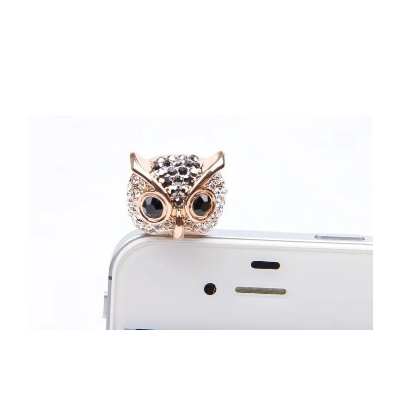 Универсальная гарнитура для телефона в форме совы, разъем 3,5 мм, разъем для наушников, сотовый телефон, милая сова, алмазная Пылезащитная заглушка