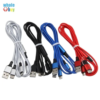 

300pcs USB Cable for IPhone XS X 8 Charging Charger 3in1 Micro USB Cable for USB TypeC Mobile Phone Cables for Samsung S9 Xiaomi