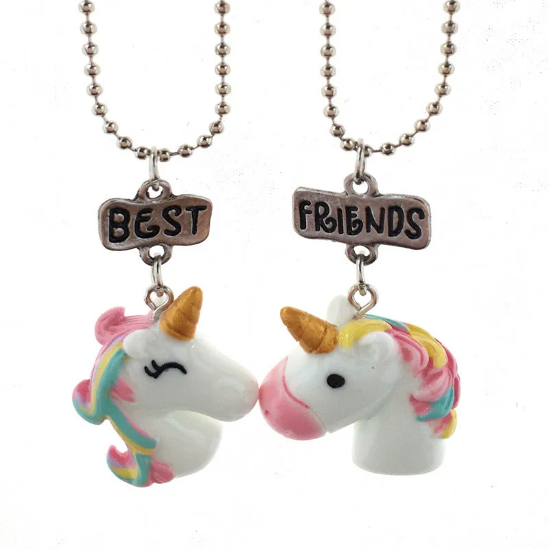 2 Pieces Per Set Unicorn Pendant Necklaces For Children Girls Best
