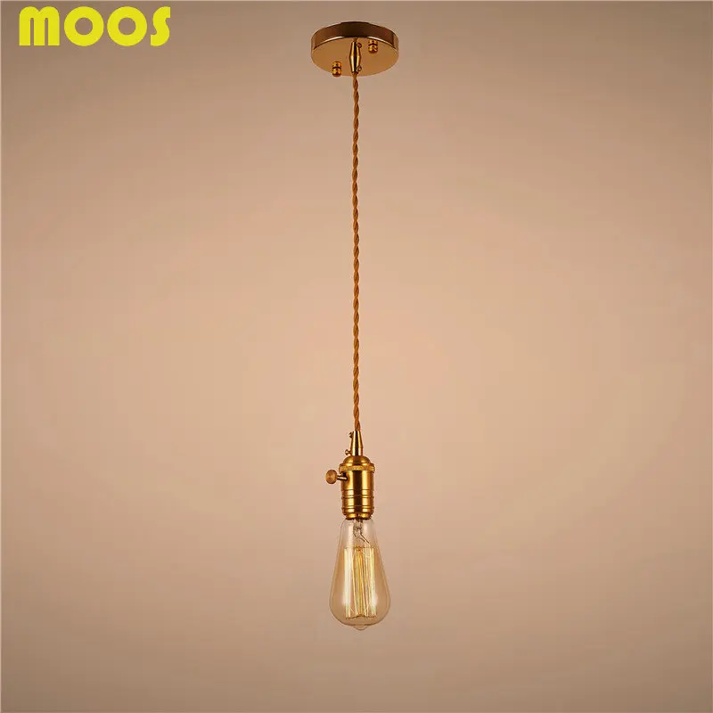 

Vintage Golden Set pendant lights Loft Edison E27 E26 Bulb Pendant lamps Luminarias