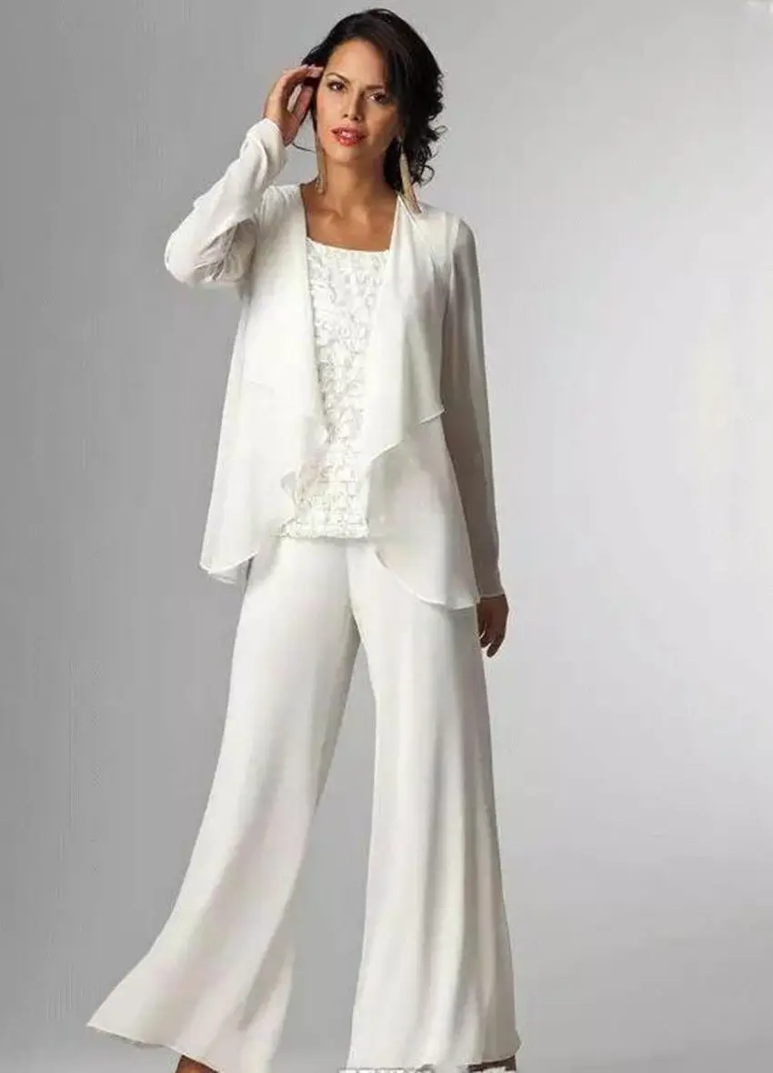 

Plus Lilac 3 Pieces Mother of the Bride Groom Dresses Pants Suits Puffy Sleeve