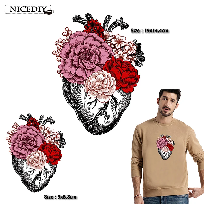Нашивка Nicediy с сердцем Цветочная аппликация для одежды термоклейкие нашивки