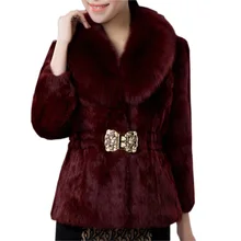 Новая мода имитация меха пальто осень и зима имитация кролика Рекс меха лисы воротник короткая тонкая женская куртка