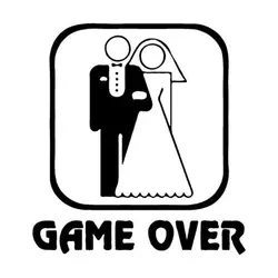 13,9 см * 14,6 см окна Стайлинг Забавный Свадебные Game Over наклейки