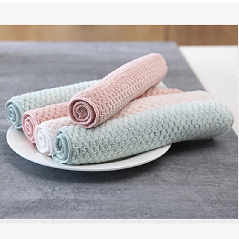 

Home Kitchen Towel Super Absorbent Clean Cloth Sink Wipe Coral Fleece Household Glass Window Cleaning Cloth