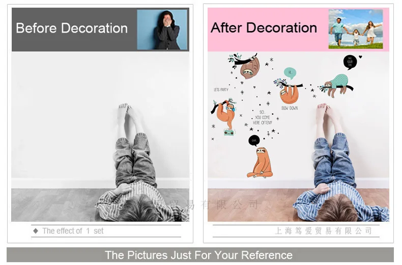 Ленивец стикер на стену очень милый bradypod виниловый материал DIY наклейки на стены для детской комнаты детский сад ясли украшения фрески