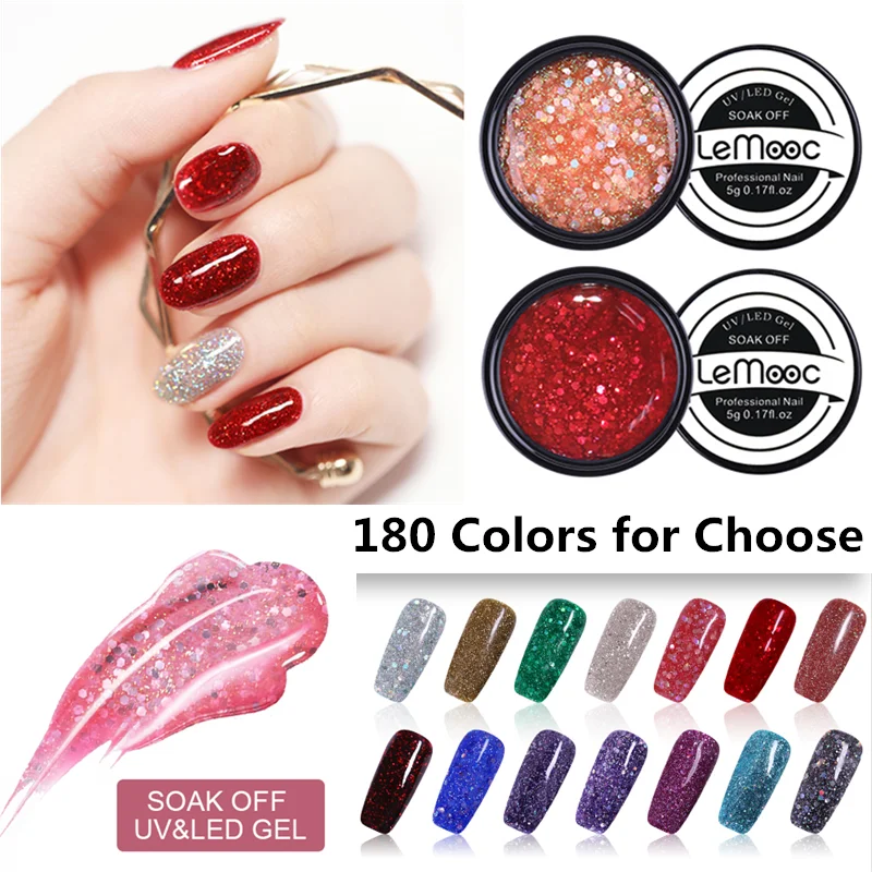 

LEMOOC 5ml UV Gel 2019 New Arrival Nail Art Tips 180 Pure Nail Color Manicure Soak Off DIY Paint Gel Ink UV Gel Nail Polish