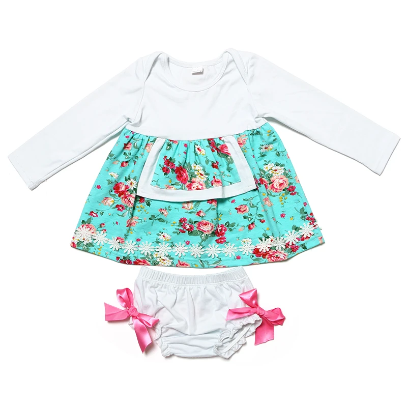 2018 Wholesale Cotton New Born Girl Clothes Long Sleeve Kids Flower