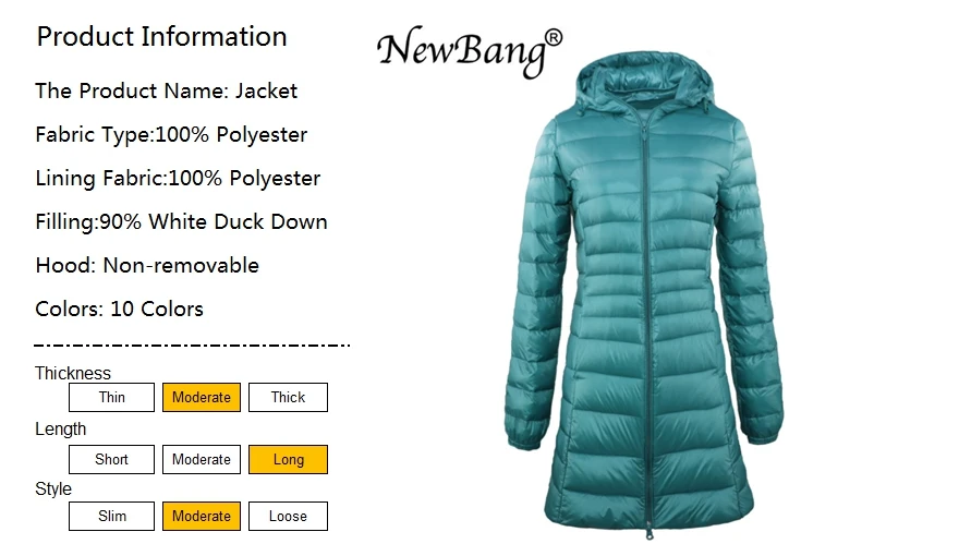 long puffer jacket NewBang Brand 8XL 7XL  6XL Ladies Long Warm Down Coat Women Ultra Light Down Jacket With Bag Women's Overcoats Hip-Length black puffer coat